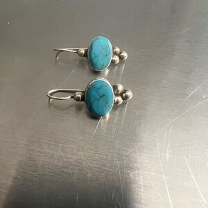 Sterling Silver Turquoise Earrings on French Wires